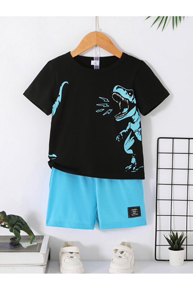 Boys Dinosaur Print T-Shirt and Shorts Set