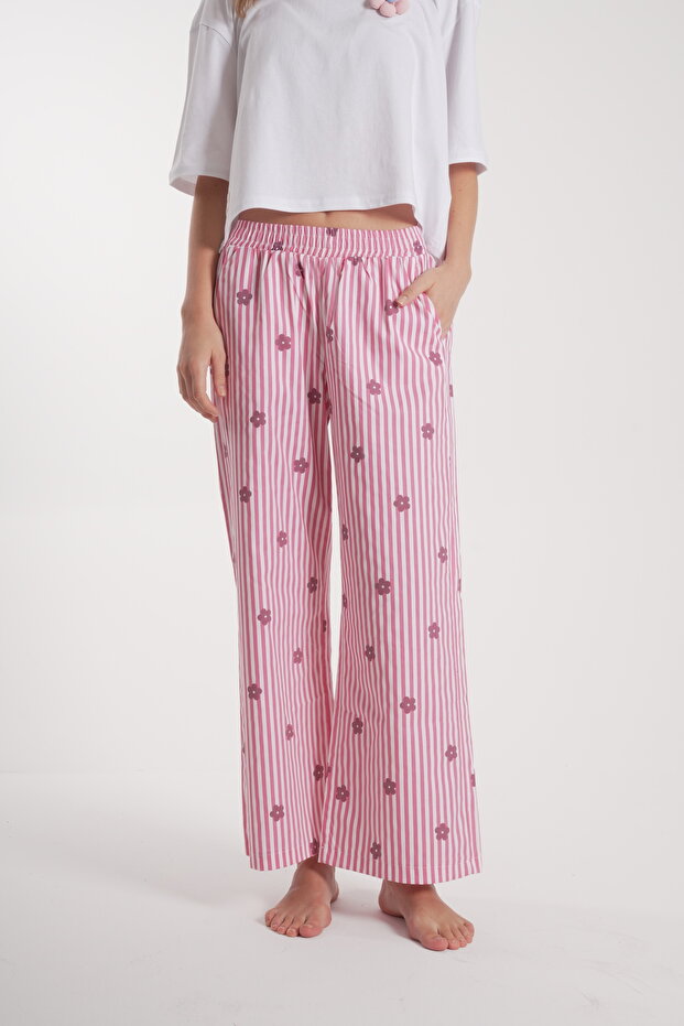 Women's Floral Detail Long Pajama Set