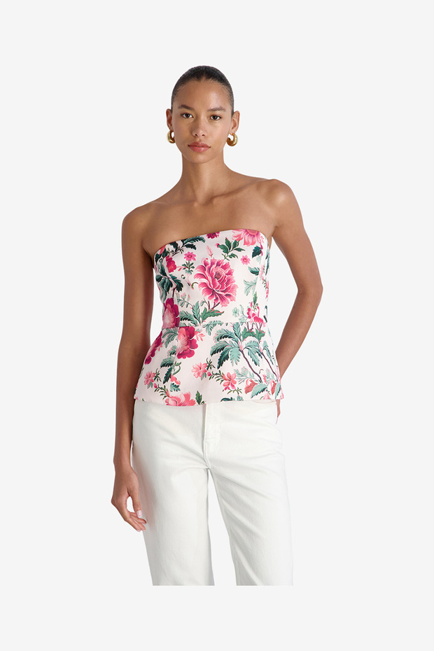 Women's Pink Icing York Satn Christa Flr Strpls Top