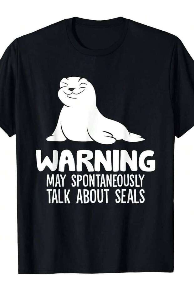 تحذير: قد يتحدث بشكل تلقائي عن القوارض في تي شيرت "May Spontaneously Talk About Seals".