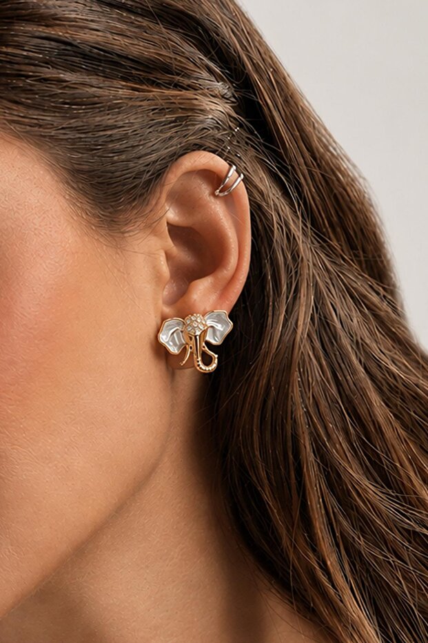 Mineli Lucky Elephant Nail Earrings