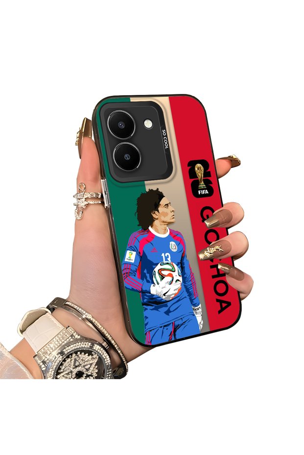 Case for Vivo Y36 4G/5G Compatible Hard Acrylic Back Silicone Edge Lens Protection Star Football Player