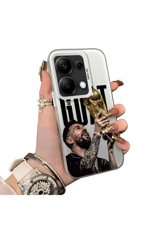 Xiaomi Redmi Note 13 Pro 4g Compatible Hard Acrylic Back Silicone Edge Lens Protection Star Football Player Case