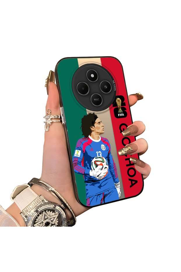 Xiaomi Redmi 14C 4G/5G Compatible Hard Acrylic Back Silicone Edge Lens Protection Star Football Player Case