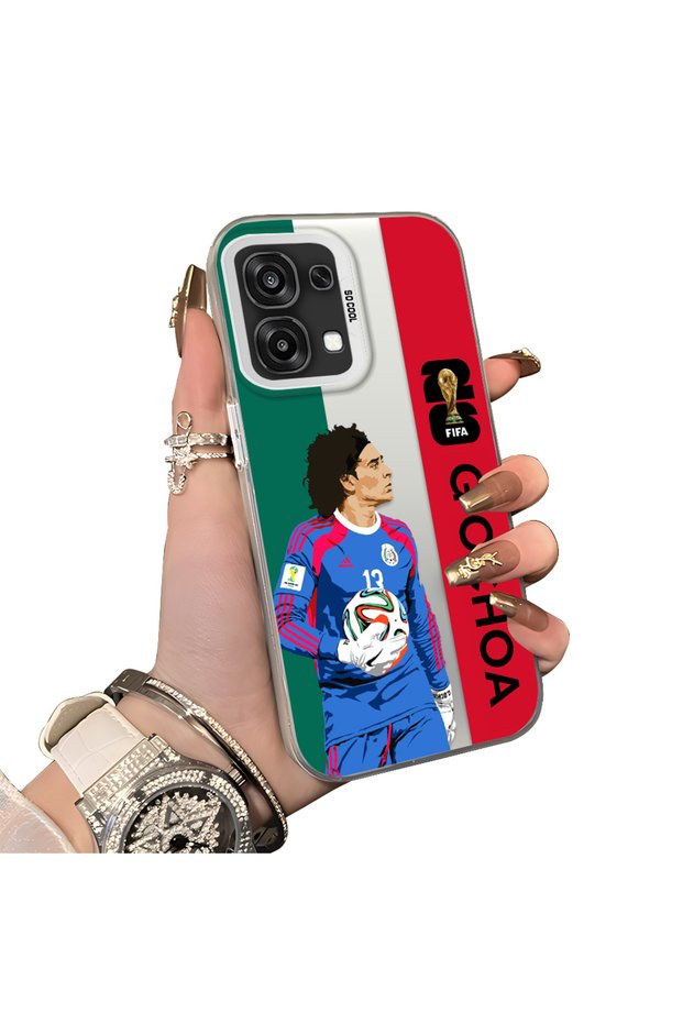 Oppo F31 Compatible Hard Acrylic Back Silicone Edge Lens Protection Star Football Player Case