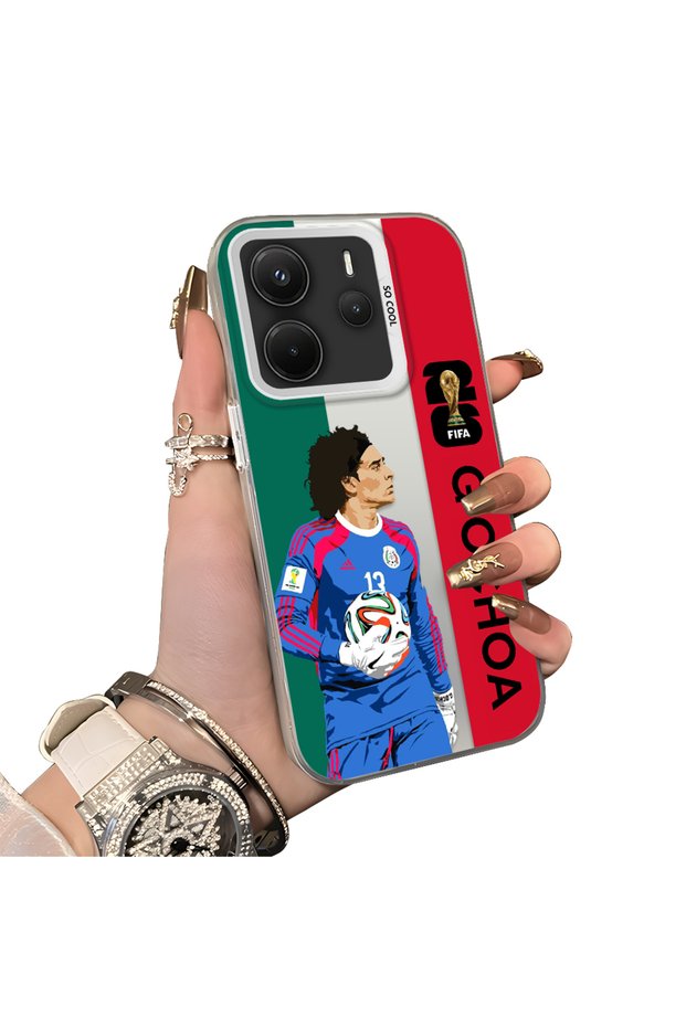 Xiaomi Redmi Note 14 4g Compatible Hard Acrylic Back Silicone Edge Lens Protection Star Football Player Case