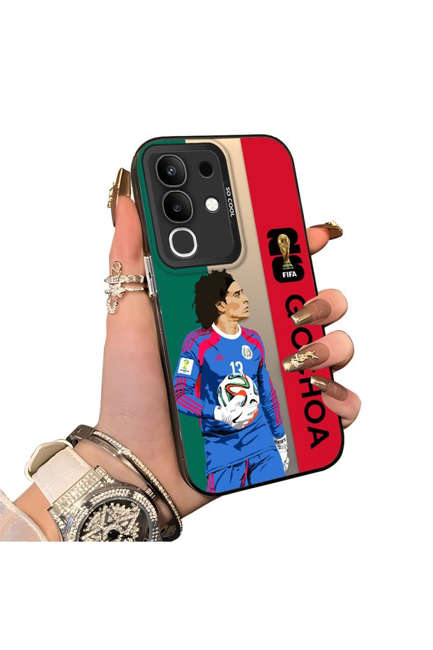 Vivo Y29 4g(V2434) Compatible Hard Acrylic Back Silicone Edge Lens Protection Star Football Player Case