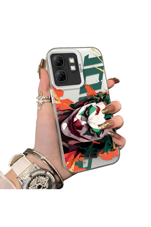 Infinix Hot 50I Compatible Hard Acrylic Back Silicone Edge Lens Protection Joker Case