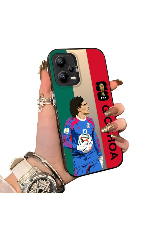 Xiaomi Poco X5 Compatible Hard Acrylic Back Silicone Edge Lens Protection Star Football Player Case