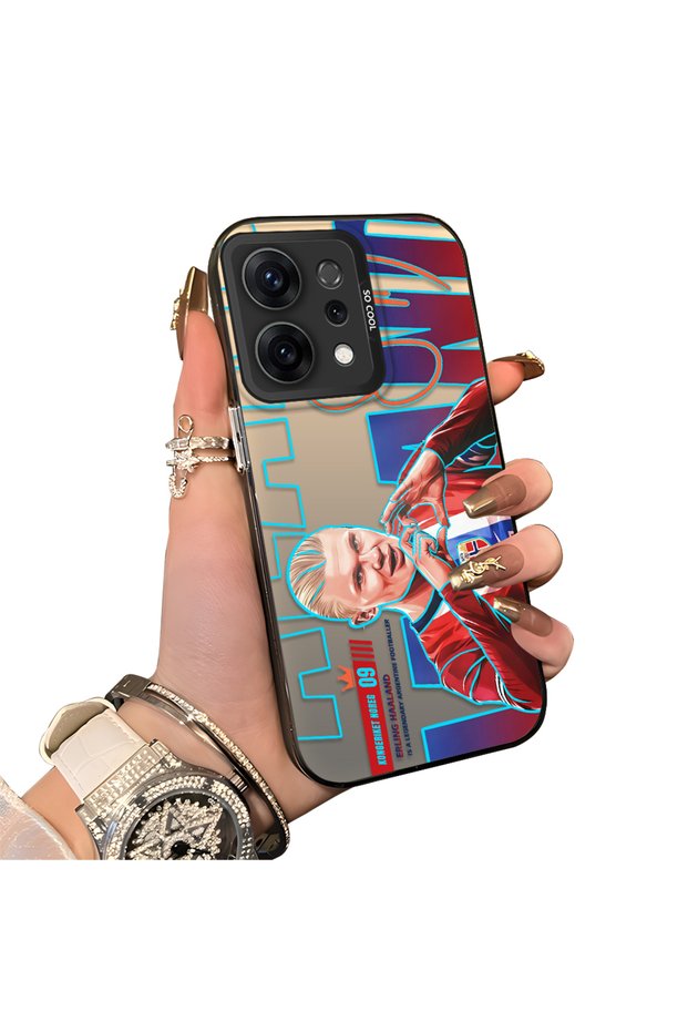 Oppo Reno 14/14F Compatible Hard Acrylic Back Silicone Edge Lens Protection Haaland Case