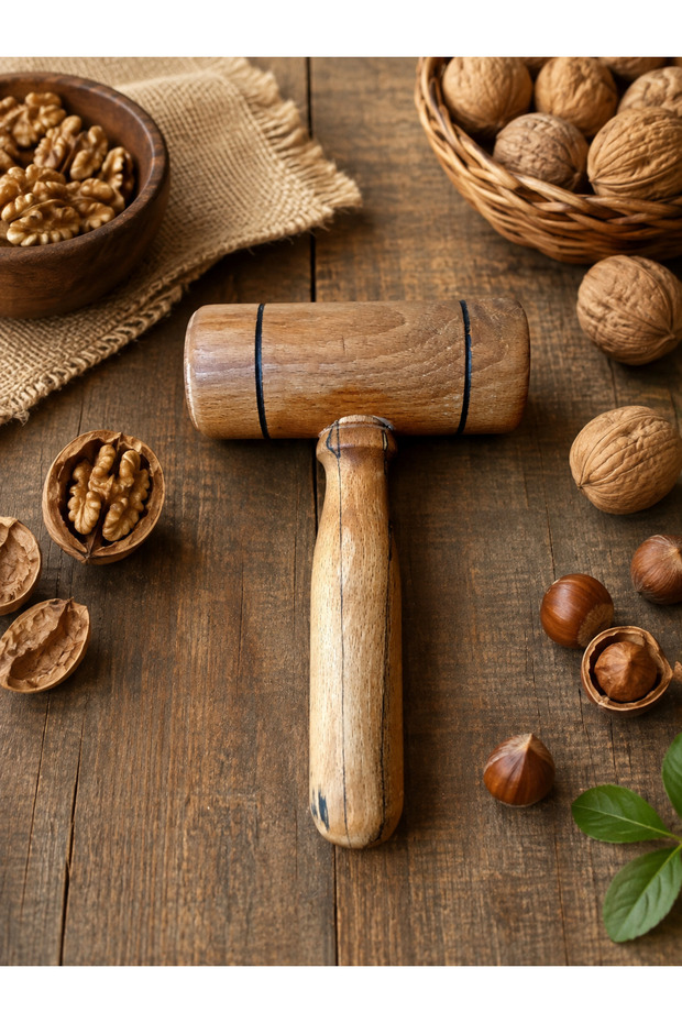 Handmade Small Wooden Pestle Olive Walnut Nutcracker