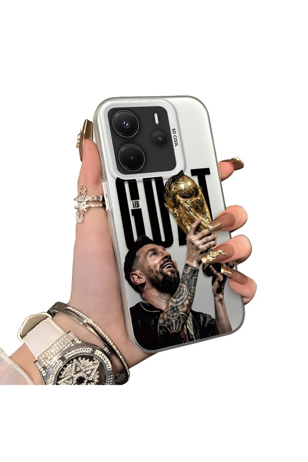Xiaomi Redmi Note 14 4g Compatible Hard Acrylic Back Silicone Edge Lens Protection Star Football Player Case