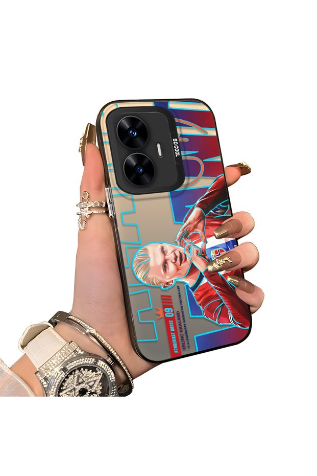 Realme C55 Compatible Hard Acrylic Back Silicone Edge Lens Protection Haaland Case