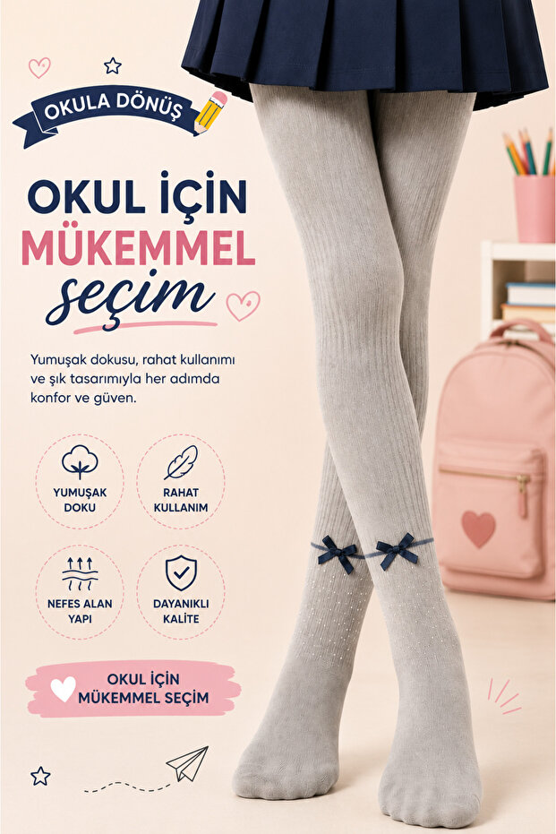 Girls' Bowknot Pantyhose Back to School