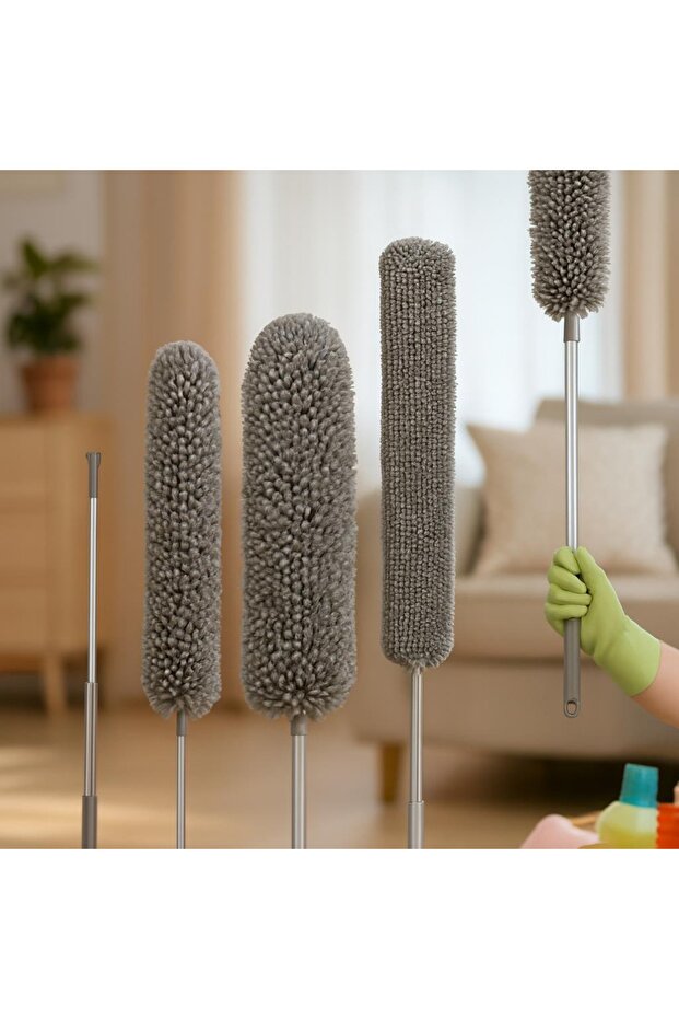 Microfiber Magnetic Anti-Static Bendable Dust Removal 3-Piece Full Set Extendable Handle Mop