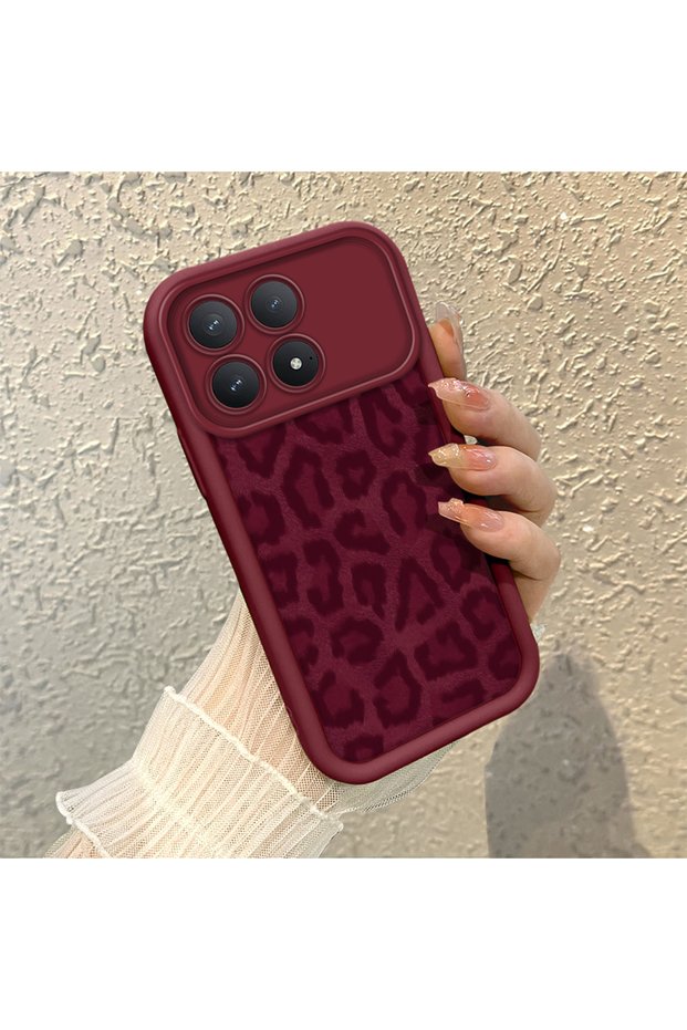 Redmi K90 5g Compatible High Quality Burgundy Leopard Print Soft Silicone Protective Case
