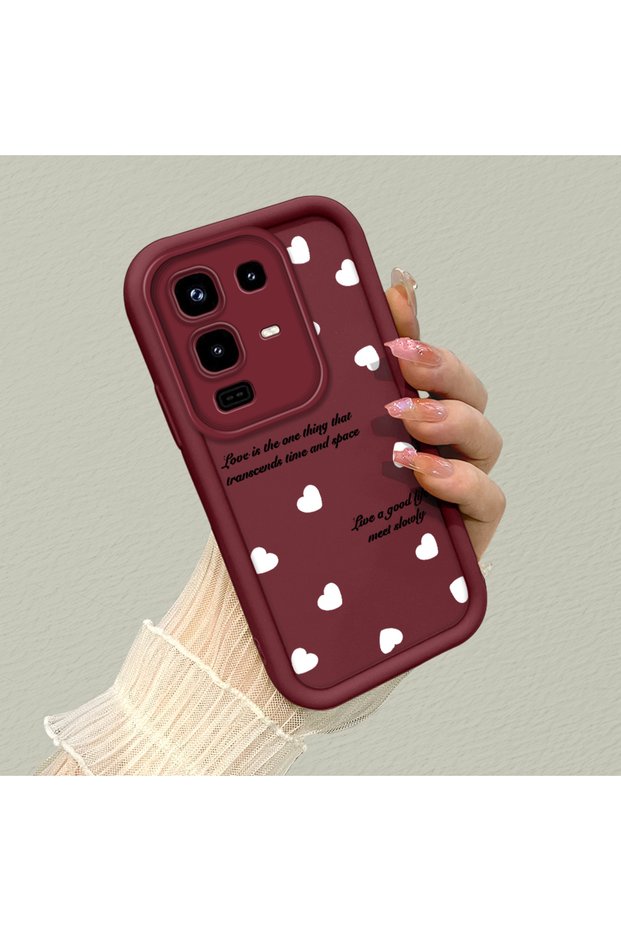 Infinix Note 50 4g Compatible Claret Red Color Simple Heart English Sentence Pattern Silicone Case