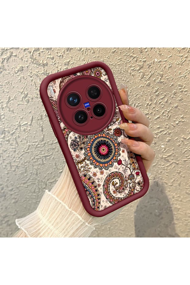 Vivo X300 Pro Compatible Retro Ethnic Floral Print Shock-Absorbing Daily Protective Case