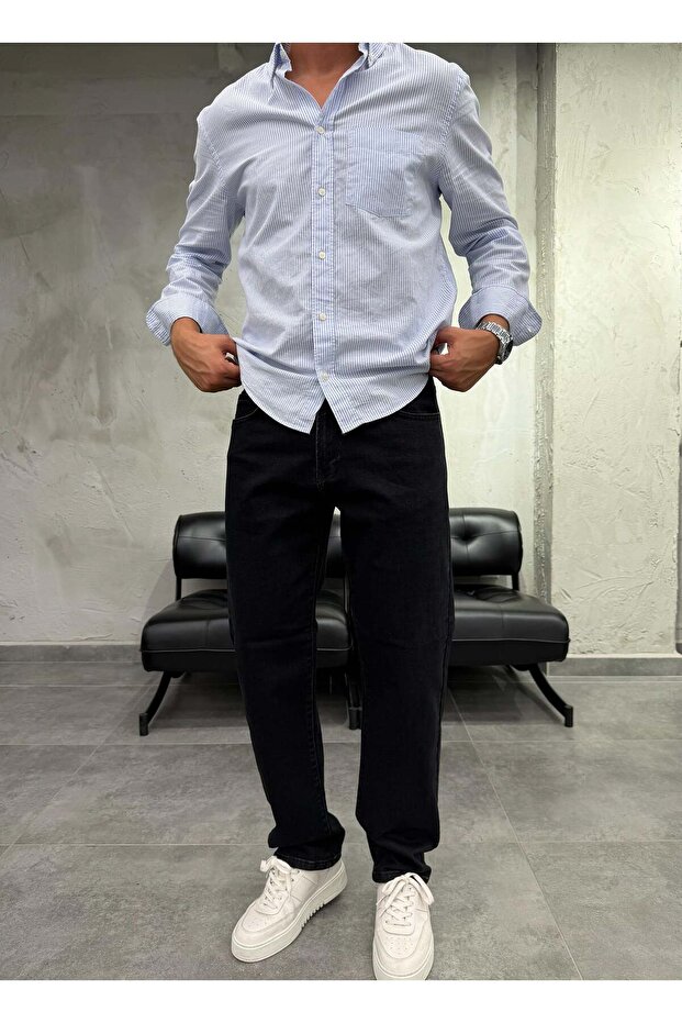 Lycra Straight Leg Black Regular Fit Jeans