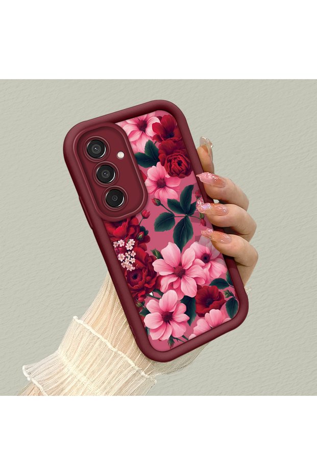 Samsung Galaxy M15 Compatible Pink Floor Pink Live Color Flower Pattern Shock Resistant Silicone Case