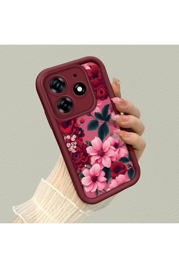 Tecno Spark 10 Pro Compatible Pink Floor Pink Live Color Flower Pattern Shock Resistant Silicone Case