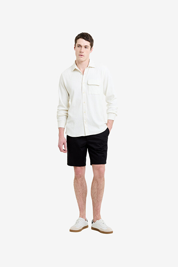 Men's Ecru Ls Soft Line Pocket Shirt