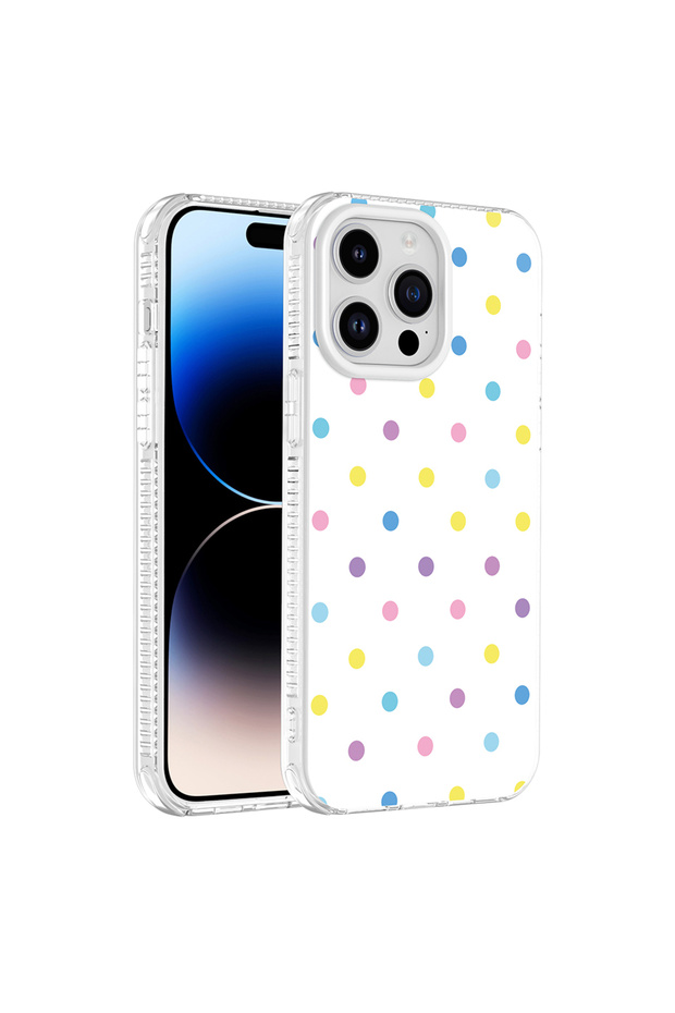 iPhone 14 Pro Max Case Colorful Patterned Side Airbag Protection Camera Raised Silicone Brsa