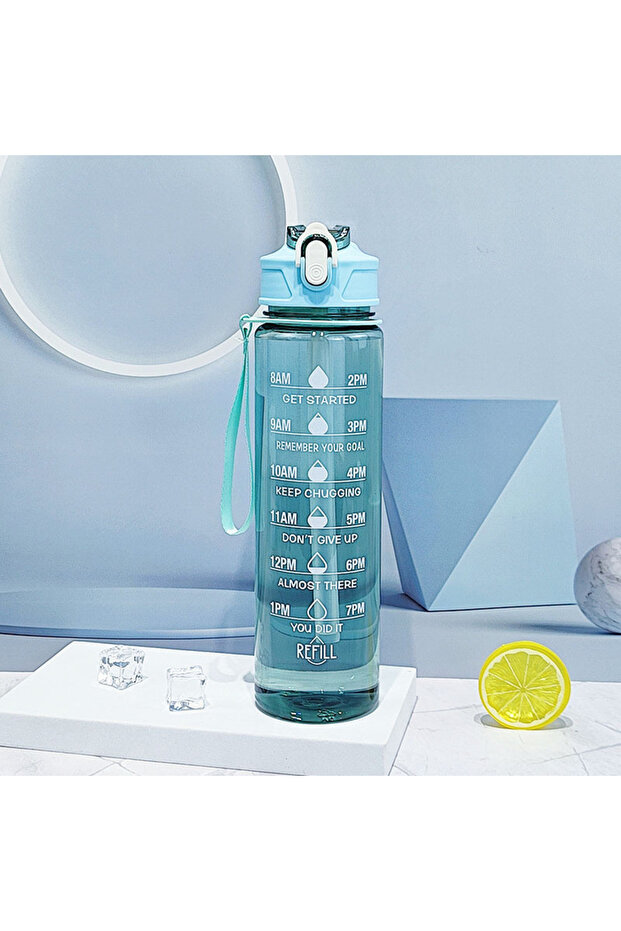 Style M Sports Water Bottle with Time-Tracking Straw Leak Proof Locking Flip Cover for Easy Carry Id