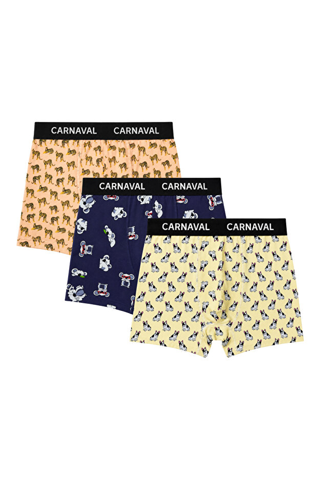 3-Piece Animal Crew Cotton Men's Boxer Set