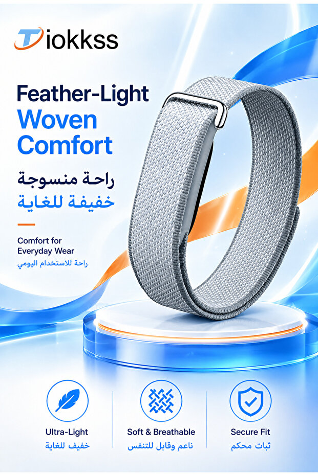 Nylon Band Compatible with Google Fitbit Air, Soft Breathable Woven Smartwatch Strap, Lightweight Adjustable Replacement Wristband for Men & Women