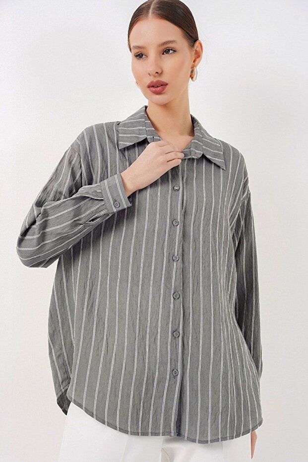 Bdart Buttoned Oversize Striped Shirt