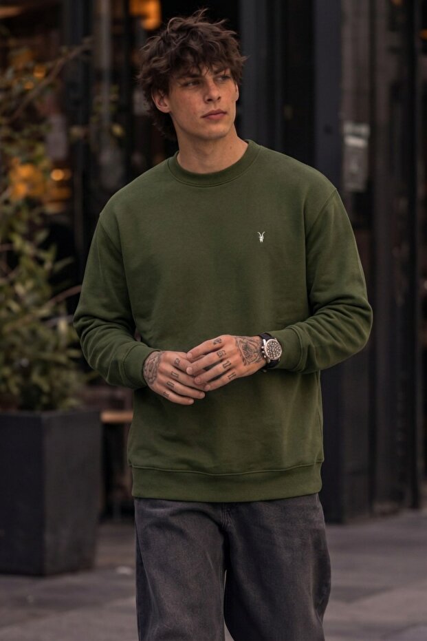 Knitted Winter Casual Khaki Men's Sweatshirt