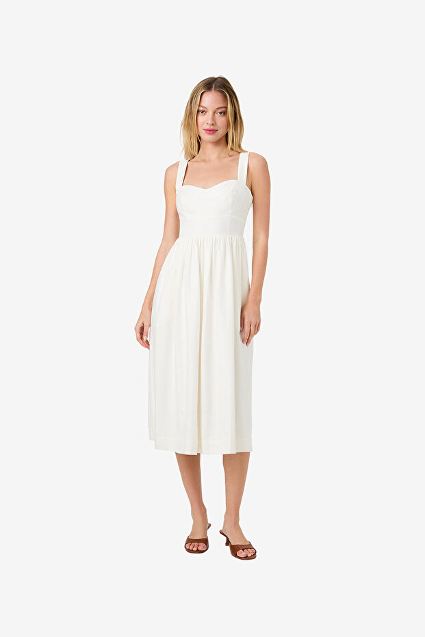 Women's Sum Wht Aspen Linen Midi Dress