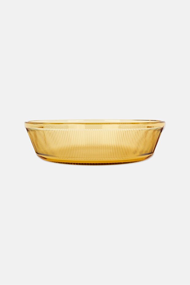 Round Ribbed Glass Bakeware, Light Brown