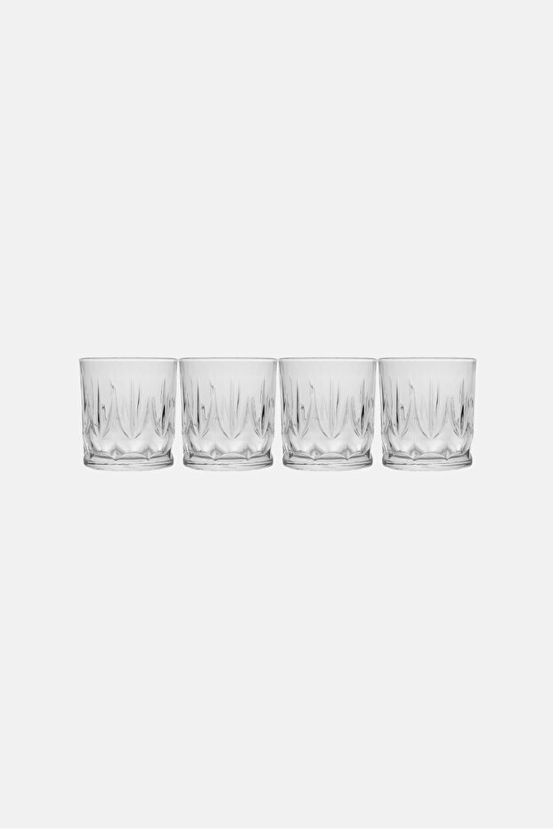 4 Pieces Double Old-Fashioned Cut Glass 332 ml, Transparent