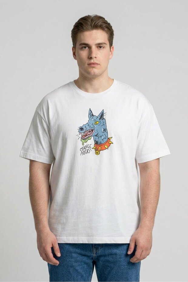 Men Crew Neck Short Sleeve Graphic Print T-shirt, White