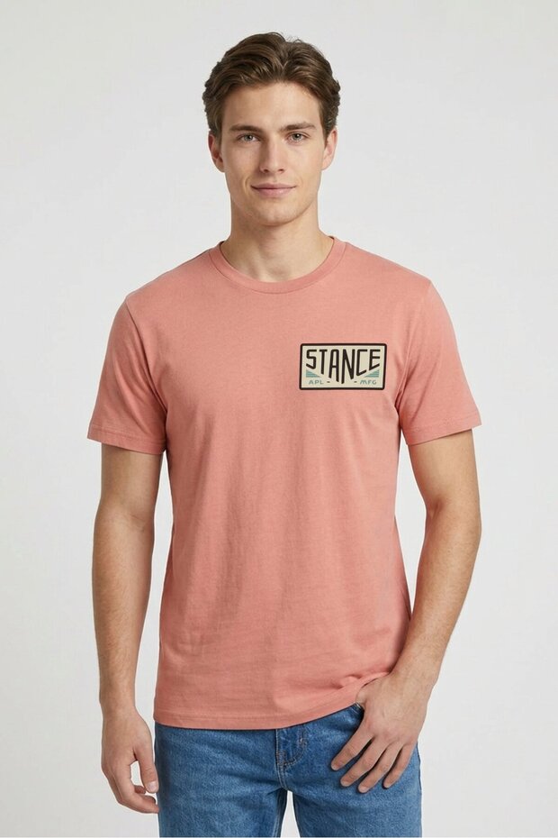 Men Crew Neck Short Sleeve Graphic T-shirt, Old Rose