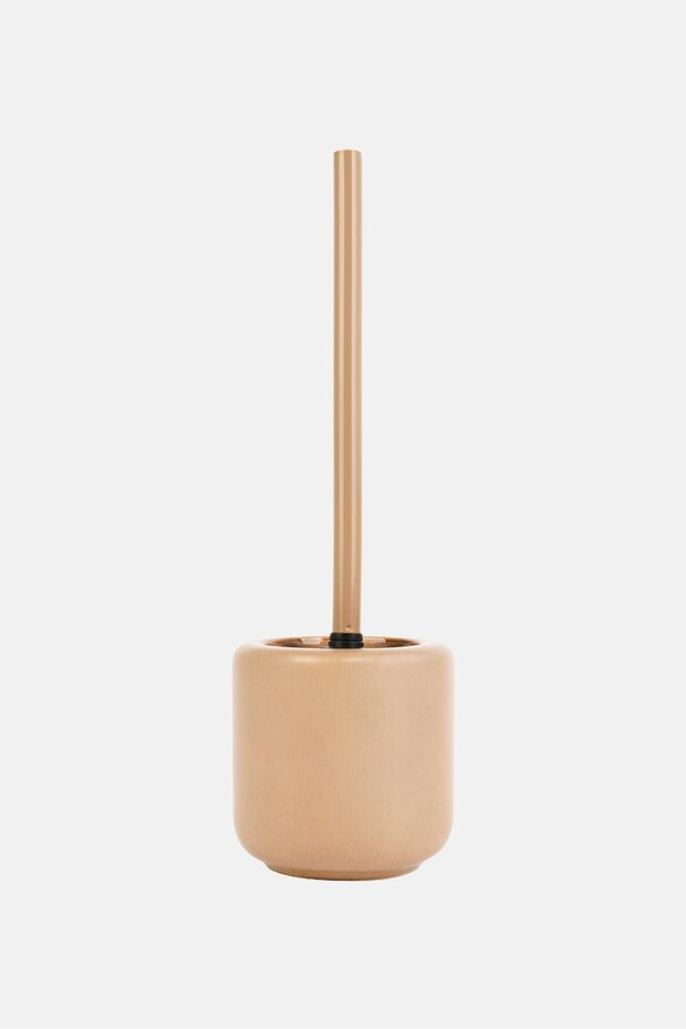 Stoneware Toilet Brush With Base, Brown