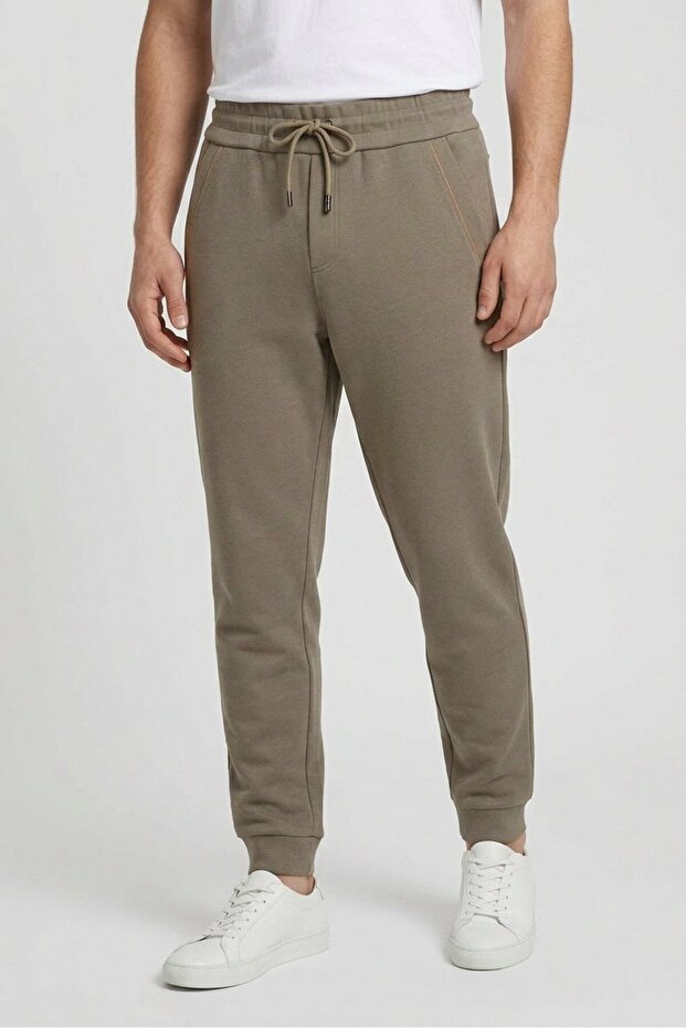 Boss Men Regular Fit Plain Sweatpants, Taupe