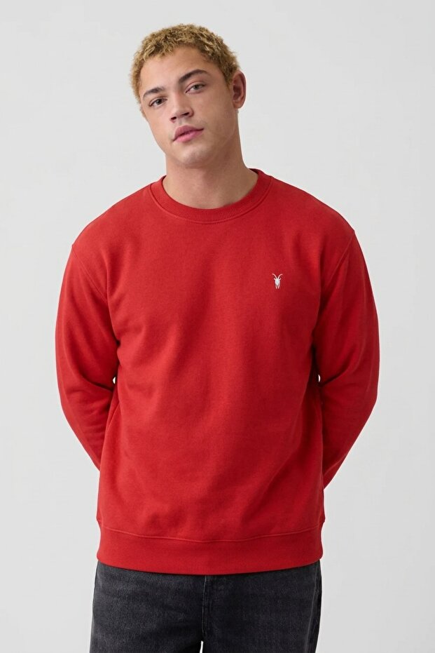 Red Oversize Cotton Men's Sweatshirt