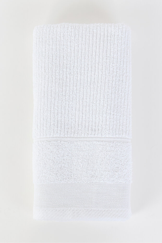 Cotton Textured Bath Towel, White