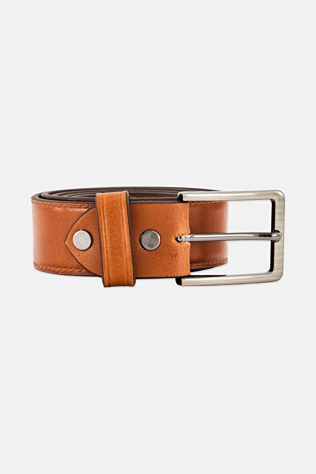 Jeans Men Genuine Leather Semi Formal Buckle Belt, Brown