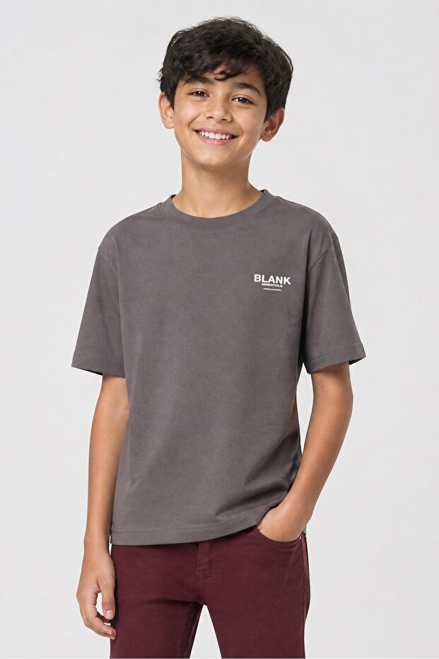 Kids Boy Brand Logo Short Sleeve T-Shirt, Grey