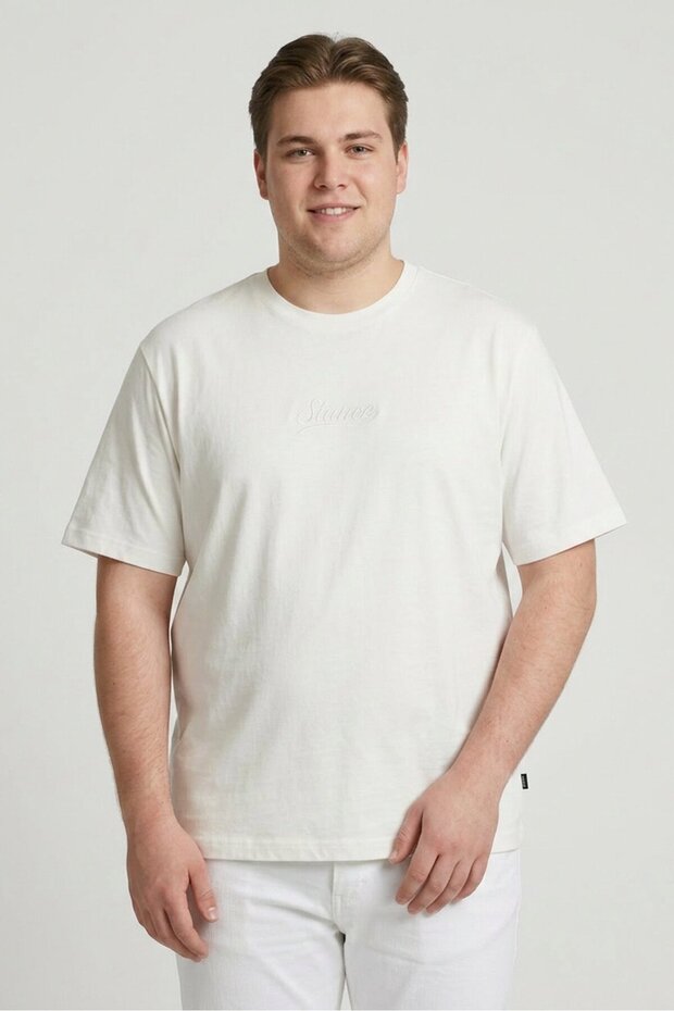 Men Crew Neck Short Sleeve Embroidered Logo T-Shirt, White