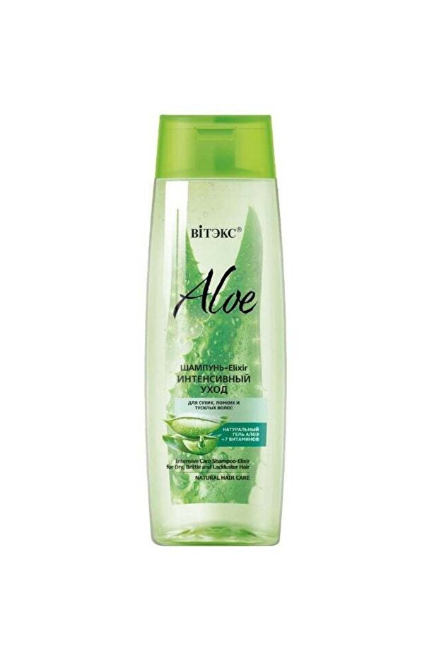 Intensive Care Shampoo with Aloe Vera + 7 Vitamins for Dry, Brittle, and Weak Hair, 400 ml.