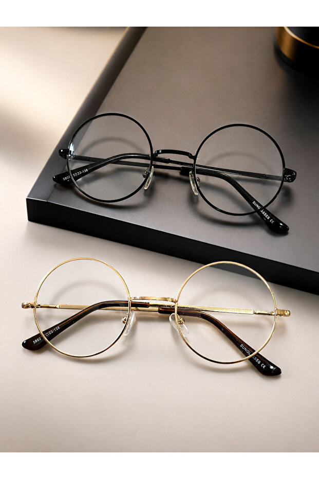 Set of 2 Round Transparent Blue Screen Light Protective Glasses