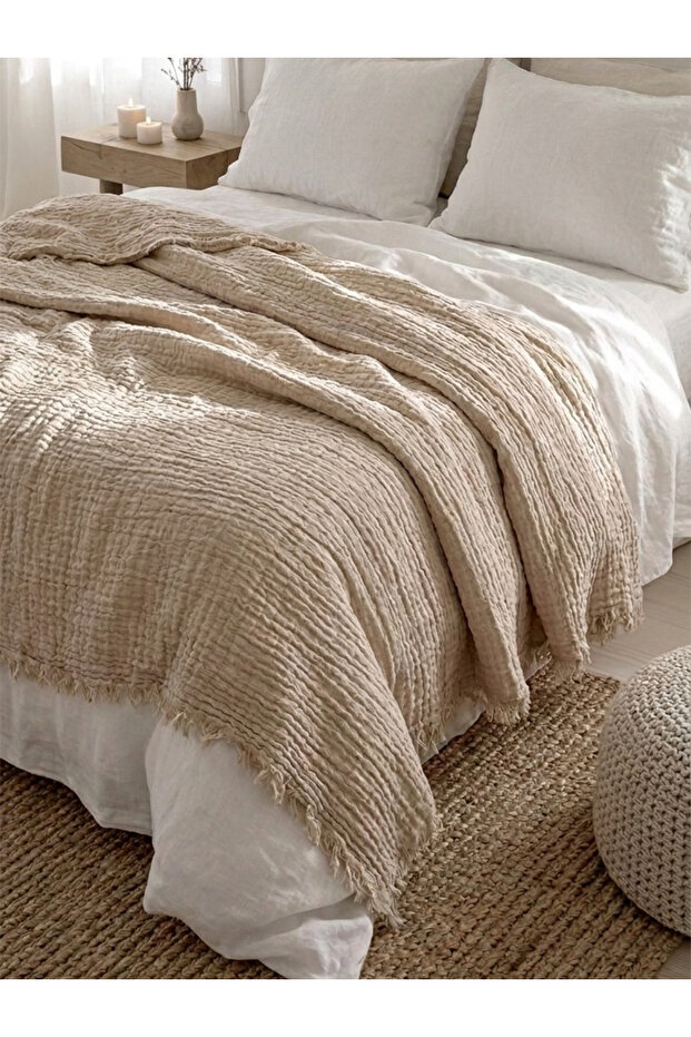 4 Layer Muslin Fabric 100% Cotton Double Bedspread - 240X260 cm
