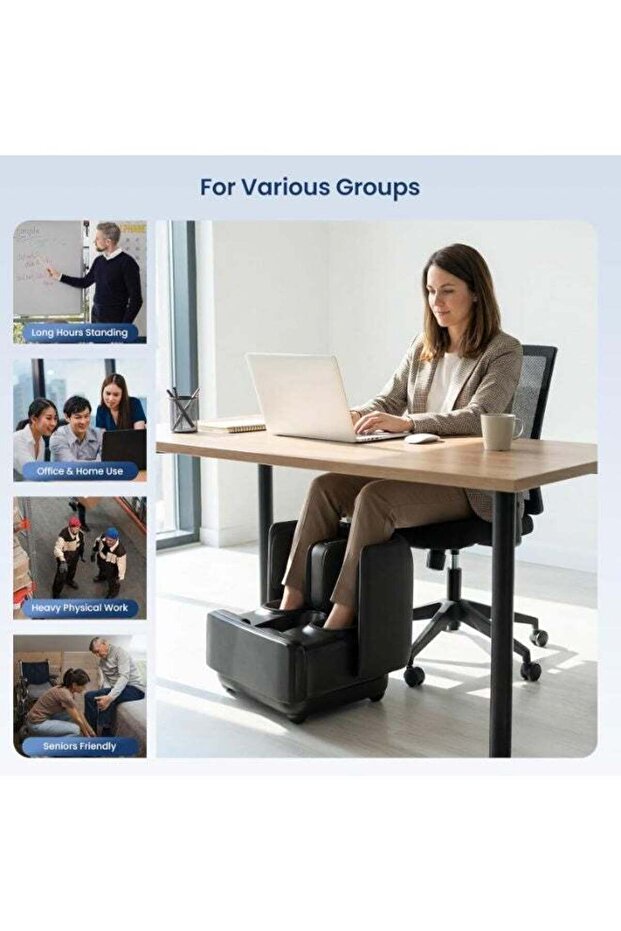 Full Foot Massager Machine with Heat, Air Compression and Vibration, Electric Shiatsu Style Foot and Leg Relaxation Device, Multiple Massage Settings, Comfortable Enclosed Design, Adjustable Intensity