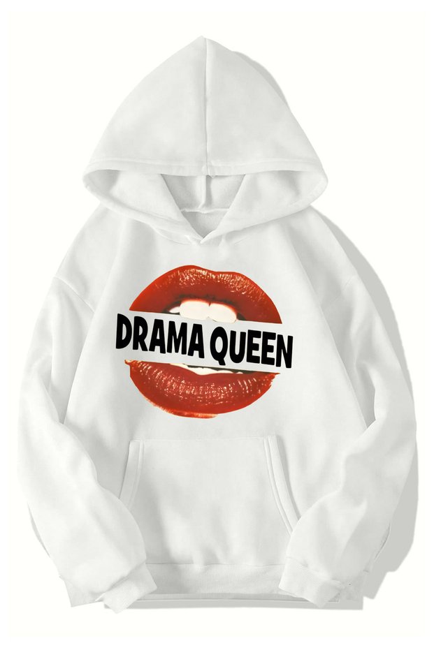 Unisex Oversize Drama Queen Hoodie (White)