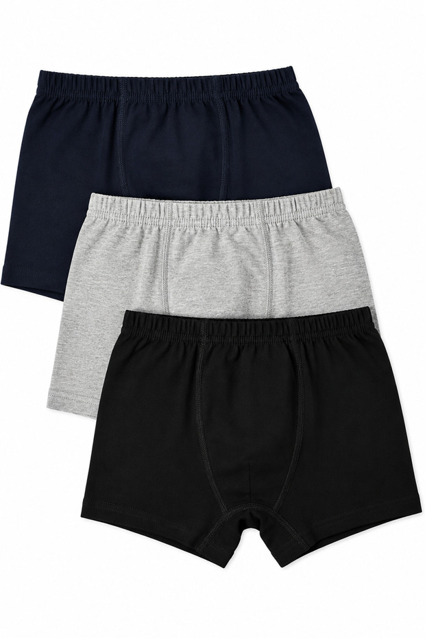 Boys' Boxer 3-Pack - Cotton Flexible Waistband Comfortable Fit Navy Blue Gray Black Children's Underwear